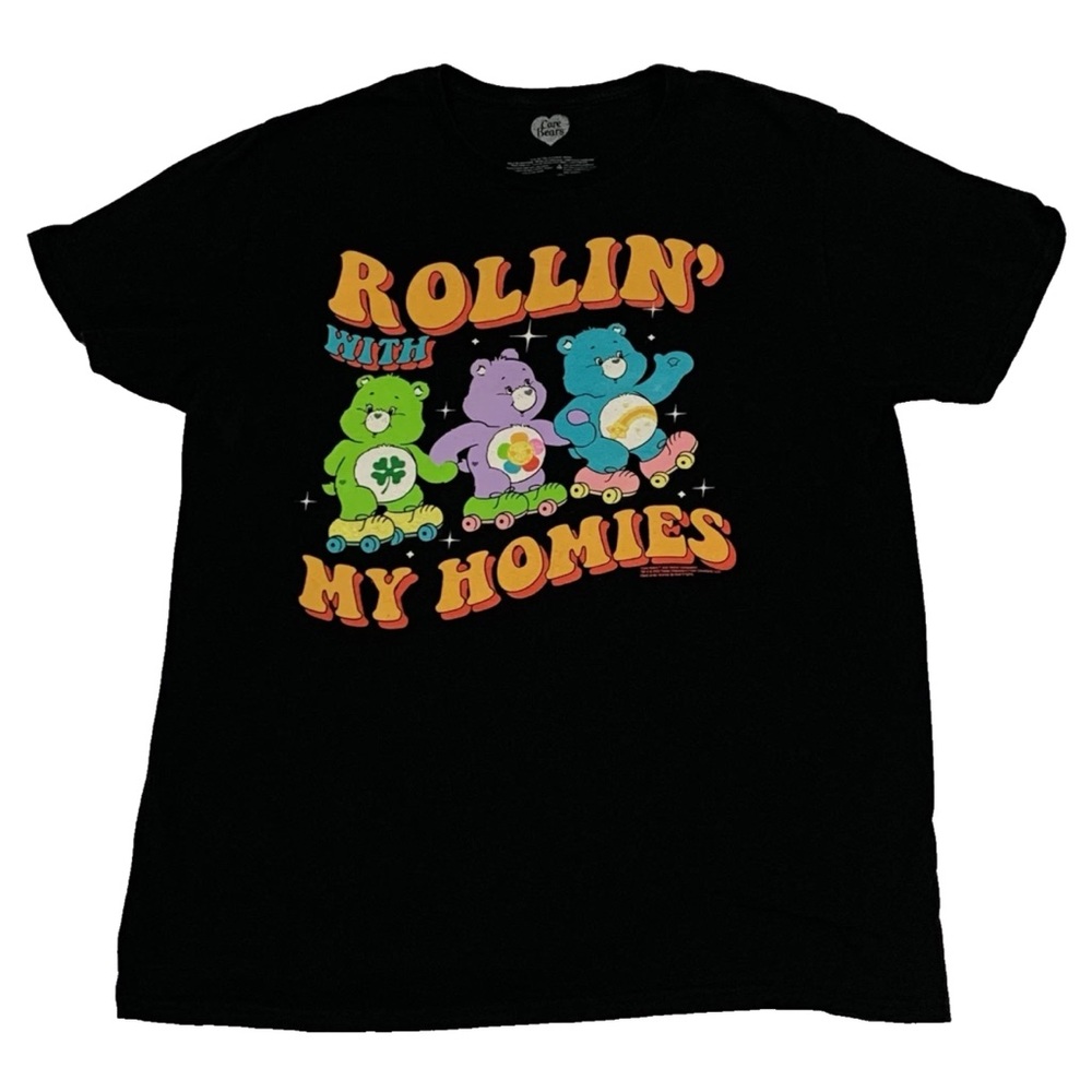Care Bears Women Tee Tshirt Sz S Rollin With My Homies Skates 80s 90s Y2k Black